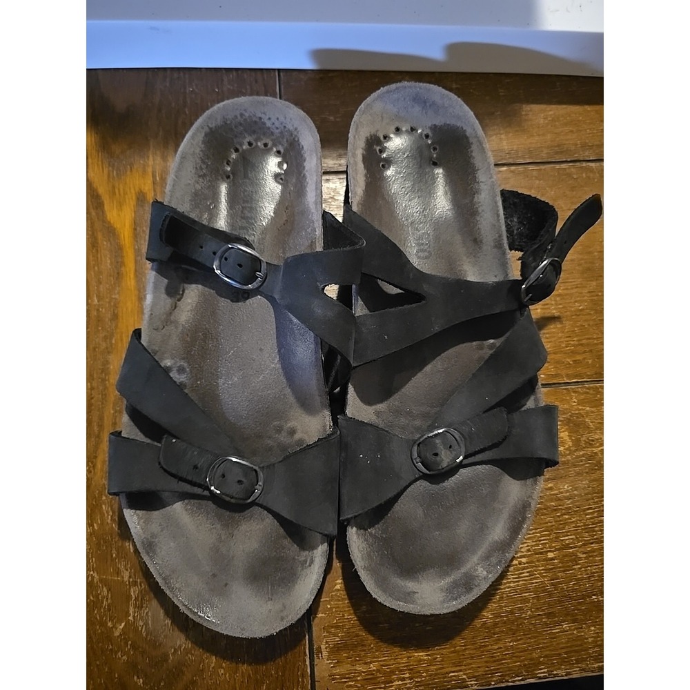 Mephisto Women's Hannel Strappy Sandals US 8.5, EU 39  Black Slide Comfort Shoes